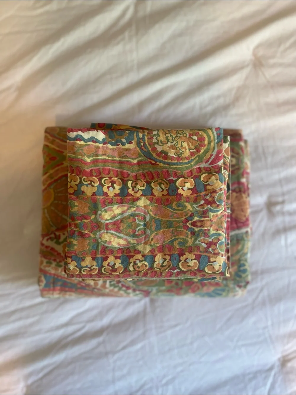 Pottery Barn Warm Paisley King Duvet + 3 Euro Shams